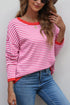'Jolene' Striped Drop Shoulder T-Shirt - Celes Fashion